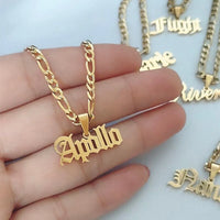 Personalized Name Necklace Men's Women's Gifts Unisex Gold Cuban Chain Figaro Chain Fashion Stacked Necklace