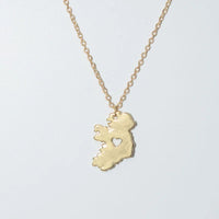 Irish National Heart Hollow Drawn Map Pendant Necklace