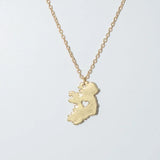 Irish National Heart Hollow Drawn Map Pendant Necklace