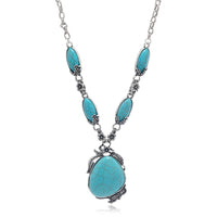 A necklace+a pair of earrings women's jewelry set, creative, fashionable, simple, retro turquoise women's set, suitable for dail