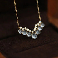 Natural Jade Chalcedony White Bead Small V-shaped necklaces Pendant Fashion Light Luxury clavicle chain Banquet jewelry