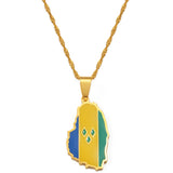 Anniyo Gold Color ST. Vincent Map Pendant Water Wave Chain Necklaces Saint Vincent Maps Lesser Antille Jewelry #098421