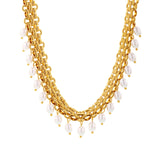 Stainless Steel Crawler Necklace Bracelet For Women 18k Gold Plated Imitation Pearl Tassel Charm Women's Necklaces Bracelets Set