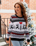 2025 New Trendy Lazy Style Printed Flannel Casual Pullover Christmas Knit Sweater For Women Autumn/Winter Knitted Sweater