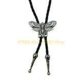 49MD Mens Gothic Western Bolo Tie Cowboy Necktie Metal Skull Moths Pedant Necklace