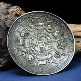 Dragon and Phoenix Bronze Incense Tray Twelve Zodiac Antique Thread Incense Holder Coil Incense Burner Indoor Sandalwood Stove