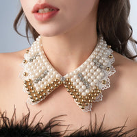 Pearl Beaded Lace Trim Collar Ribbons Women Necklace Wedding Jewelry for Clothes Dress  Beads Crystal Collar Wedding Jewelry