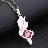2024 new fashion stainless steel Tunisian map necklace for men and women geometric national style collarbone chain anniversary s