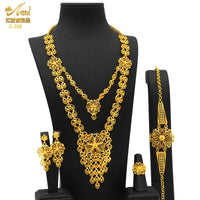 ANIID New Indian 24K Gold Color Long Necklace Set Nigerian Party Bridal Wedding Ethiopian Luxury Dubai Jewelry Wholesale Gifts