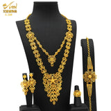 ANIID New Indian 24K Gold Color Long Necklace Set Nigerian Party Bridal Wedding Ethiopian Luxury Dubai Jewelry Wholesale Gifts