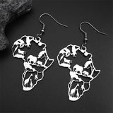 New fashion African map animal logo hollow stainless steel earrings pendant necklace set accessories temperament everything coll