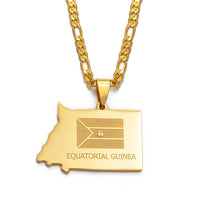 Anniyo EQUATORIAL GUINEA Map Necklace Gold Color Jewelry Guinea Ecuatorial Pendant Necklaces Jewellery Maps #003321