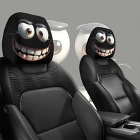 2pcs Smiley Face Printed Car Pillowcase Soft Comfortable Decorative Cushion Cover Auto Seat Headrest Washable Polyester Fabric