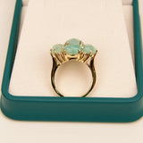 G-G Natural Amazonite Blue Crystal Cubic Zirconia Flower Shape Ring Fashion Gift