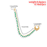 Lacteo Trendy Nose Rings for Women Connecting Earrings Black Green Small Crystal Beads Fake Nostril Piercing Clip Jewelry Ladies