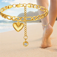 Anklet For Women Gold Color Stainless Steel Cuban Link Ankle Bracelets Summer 2022 Fashion Leg Chain Beach Foot Jewelry Ancklets