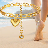 Anklet For Women Gold Color Stainless Steel Cuban Link Ankle Bracelets Summer 2022 Fashion Leg Chain Beach Foot Jewelry Ancklets