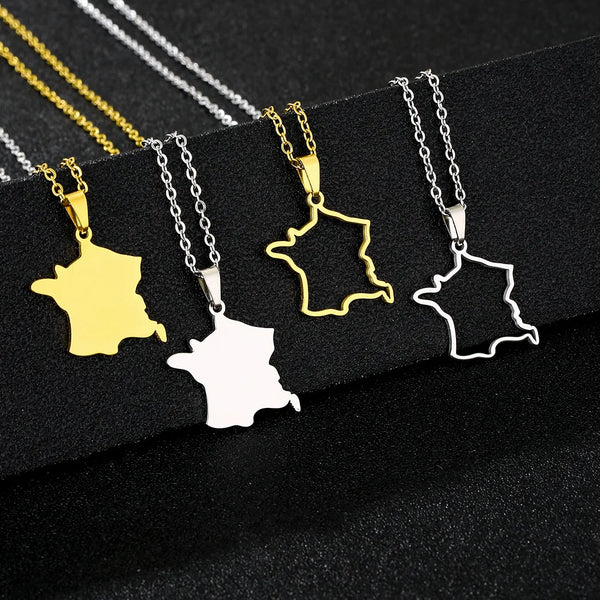 Stainless steel French filigree smooth pendant necklace, suitable for both men and women, versatile ethnic style collar chain