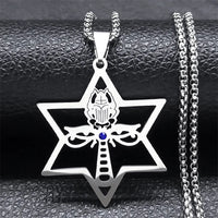 The new hollowed-out six-pointed star David Star necklace is a versatile accessory for couples, featuring a star pendant and a c
