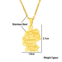 2024 new fashion stainless steel German map necklace for men and women geometric national style collarbone chain anniversary sma