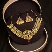 Luxury Retro Crystal Bridal Jewelry Sets for Women Ethnic Indian Gold Plated Wedding Necklace Earrings Sets Valentine's Day Gift