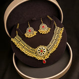 Luxury Retro Crystal Bridal Jewelry Sets for Women Ethnic Indian Gold Plated Wedding Necklace Earrings Sets Valentine's Day Gift