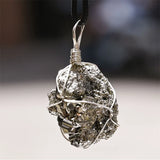Natural Pyrite Crystal Pendant Necklace Women Men Release Anxiety Jewelry Reiki Energy Iron Rough Ore Mineral Specimen Necklaces