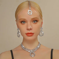 4PCS Women's Metal Jewelry Set Bollywood Jewelry Set Necklace Earrings Set Wedding Party Jewelry