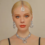 4PCS Women's Metal Jewelry Set Bollywood Jewelry Set Necklace Earrings Set Wedding Party Jewelry
