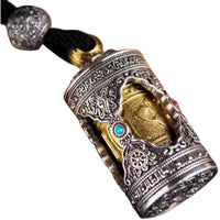 Retro Six Character Buddhist Sutras Scripture Barrel Pendant Women Jewelry Trendy Men Amulet Necklace Male Female Accessories