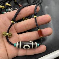 Black And White Dzi Clavicle Tibetan Old Agate Necklace Sweater Chain