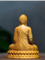 Natural Cypress Lndia Shak yamuni Buddha Characters Figurines Hand Carved Solid Wood Home Room Office Feng ShuiDecoration Statue