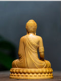 Natural Cypress Lndia Shak yamuni Buddha Characters Figurines Hand Carved Solid Wood Home Room Office Feng ShuiDecoration Statue