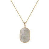 Natural Crystal Stone rose quartz amethyst geometric figure agate Pendant Necklace Stainless Steel gold Chain Gemstone Jewelry