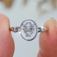 Trendy Female White Enamel Stone Oval Leaf Plant Ring Vintage Gold Silver Color Rings For Women Wedding Jewelry Gift