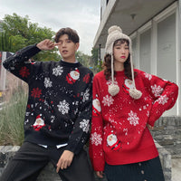 Christmas Knitted Sweaters for Family Couples Christmas Jacquard Jumpers Long Sleeve Warm Thicken Knitwear Sweater Pullover