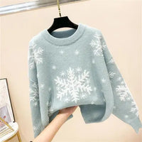Casual Loose Christmas Sweater 2025 New Style Women's Red Printed Knitwear Pullover