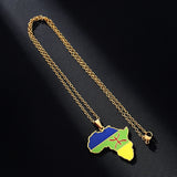 2024 New fashion stainless steel Africa map Berber necklace for men and women geometric titanium steel pendant ethnic style coll