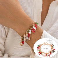 5pcs/set Cute Christmas Series Snowflake Tree Pendant Crystal Bracelet Women CCB Beads Adjustable Thread Rope Bracelet