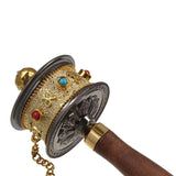 Hand Cranking Tibetan Prayer Wheel Double Bearing Colourful Turn Praying Instrument Rotatable Spinning Drum Religious Ornament
