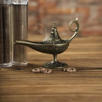 Durable Antique Style Incense Burner Air Purification Metal Aroma Furnace Gifts Wishing Aladdin Lamp Home Decor