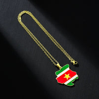 2024 New fashion stainless steel Republic of Suriname map flag necklace for women and men couples ethnic style accessories colla