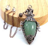 Water Drop Crystal Pendulum for Dowsing Spiritual Divination Natural Amethyst Rose Quartz Onyx Antique Pendulums Pendant Pendulo