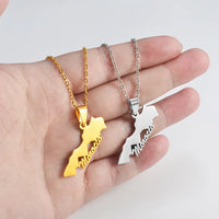 Anniyo Morocco Map Pendant Necklaces Ethnic Jewelry Stainless Steel Le Royaume du Maroc #313521
