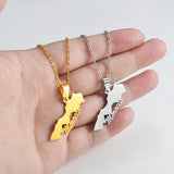 Anniyo Morocco Map Pendant Necklaces Ethnic Jewelry Stainless Steel Le Royaume du Maroc #313521