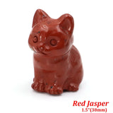 1.5" Cat Figurine Natural Stone Crystal Hand-carved Crystal Animal Statue Chakra Gem DIY Animal Handicrafts Artworks Home Decor