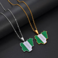 Anniyo 3CM Nigeria Map Flag Pendant Necklaces Nigerian Maps Jewelry National Day Gifts @120762