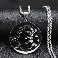 2024 New fashion stone Invisible Moon Crescent Worship necklace men's pendant Pendant Hip stainless steel men's sweater chain je