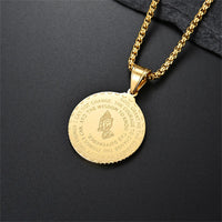 No Fade Color Serenity Lords Prayer Pendant Necklaces for Women Men Good Luck God Bless You Daily Wear Stainless Steel Jewelry