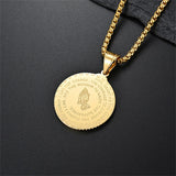 No Fade Color Serenity Lords Prayer Pendant Necklaces for Women Men Good Luck God Bless You Daily Wear Stainless Steel Jewelry